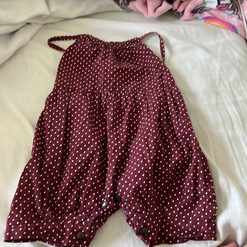 Baby Girl polka dot brown  romper size 12-18 months .
